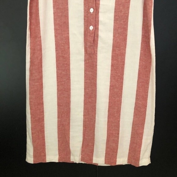 Loft Women’s Sleeveless Linen Dress Size Small Red White Striped Summer Casual - Picture 5 of 10